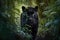 panther stalking its prey through dense forest