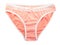 Panties isolated on a white background. Pink underpants in peas.