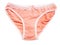 Panties isolated on a white background. Pink underpants in peas.
