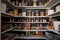 pantry with neat and organized shelves, showcasing cooking essentials