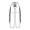 Pants cowboy chaps technical fashion illustration with normal belt waist, high rise, fringes, full length. Flat bottom