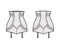 Panty girdle Vintage Look High Waist lingerie technical fashion illustration with attached garters. Flat template