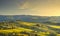 Panzano in Chianti vineyard and panorama at sunset. Tuscany, Italy