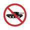 Panzer Vehicle Force Red Stop Sign. Ban Symbol Military Tank Silhouette Icon. Danger Tank Army Symbol. Caution