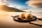 pao de queijo brazilian food with beautiful beach background ai generated