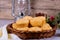 Pao de queijo, mineiro, cheese bread in basket