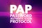 PAP - Password Authentication Protocol acronym, technology concept background