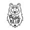 Papa bear. Hand drawn typography phrase with bear head, teepee, paw. Vector illustration isolated