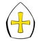 Papal tiara, hat with cross icon cartoon