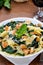 Papardelle with the chicken and with the spinach