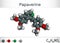 Papaverine molecule. It is opium alkaloid antispasmodic drug. Molecule model