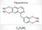 Papaverine molecule. It is opium alkaloid antispasmodic drug. Structural chemical formula