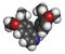 Papaverine opium alkaloid molecule. Used as antispasmodic drug. 3D rendering. Atoms are represented as spheres with conventional