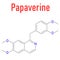 Papaverine opium alkaloid molecule. Used as antispasmodic drug. Skeletal formula.