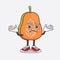 Papaya Fruit cartoon mascot character in comical grinning expression