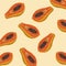 Papaya fruit fresh seamless pattern design