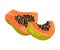 Papaya Fruit Pieces with Orange Pulp and Black Seeds Vector Illustration