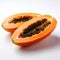 Papaya Fruit Product Photography On White Background