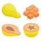 Papaya icons set, isometric style