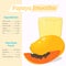 Papaya smoothie recipe. Menu element for cafe or restaurant with ingridients and nutrition facts in cartoon style. For