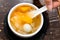 Papaya with snow fungus and egg sweet dessert soup