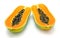 Papaya on white background.