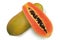 Papaya, whole and sliced. Delicious fresh exotic healthy fruits