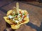 Papdi chaat indian spice hand held salty and sweet