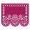 Papel Picado template design with sugar skulls, Mexican paper cut out garland background perfect for Halloween and Day of the Dead