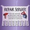 Paper advertisement about repair service flat style