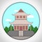 Paper applique style vector illustration. Card with application of Japanese pagoda. Postcard.