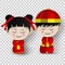 Paper art of boy-girl costume traditional for Happy Chinese New