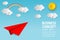 Paper art business concept with cloud and sun , Paper Plane flying on sky design, business startup concept, leadership, creative