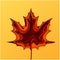 Paper art cartoon abstract waves. Autumn paper carve background. The maple leaf which is cut out from paper. Modern