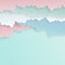 Paper art colorful fluffy clouds background