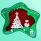 Paper art depth concept of christmas with snowman christmas tree and gift box. Merry christmas and happy new year