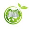 Paper art and digital craft style of world wildlife and green eco city, world environment and earth day concept