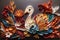 Paper Art Gobble: Quilling and Cut Illustration for Thanksgiving