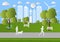 Paper art People walking in city parks, ecology idea. vector illustration background