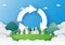 Paper art of recycle concept and green city background template