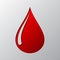 Paper art of the red blood drop icon. Vector illustration.