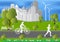 Paper art style People walking in city parks, ecology idea. vector illustration background