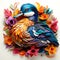 a paper art work of duck, in the style of vibrant illustrations