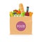 Paper bag with foods. Healthy organic fresh and natural food. Gr