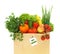 Paper bag full with fruits and vegetables