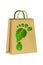 Paper bag with green leath footprint