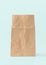 Paper bag isolated on white blue background with clipping path, eco-friendly brown food package mockup for lunch, breakfast