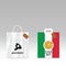 Paper bag with pizza italy color on it illustration