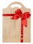 Paper Bag with Red Bow, Christmas Gift Package Bags on White