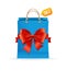 Paper Bag and Ribbon Present Concept. Vector